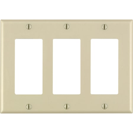 Decora Leviton Decora Ivory 3 gang Thermoset Plastic Decorator Wall Plate 1 pk 80411-00I